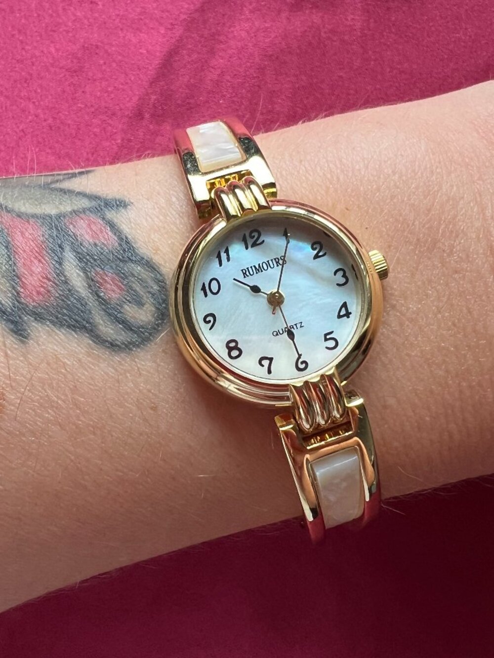 Rumours Women’s Quartz Dress Watch Gold Tone Metal Bracelet White Dial